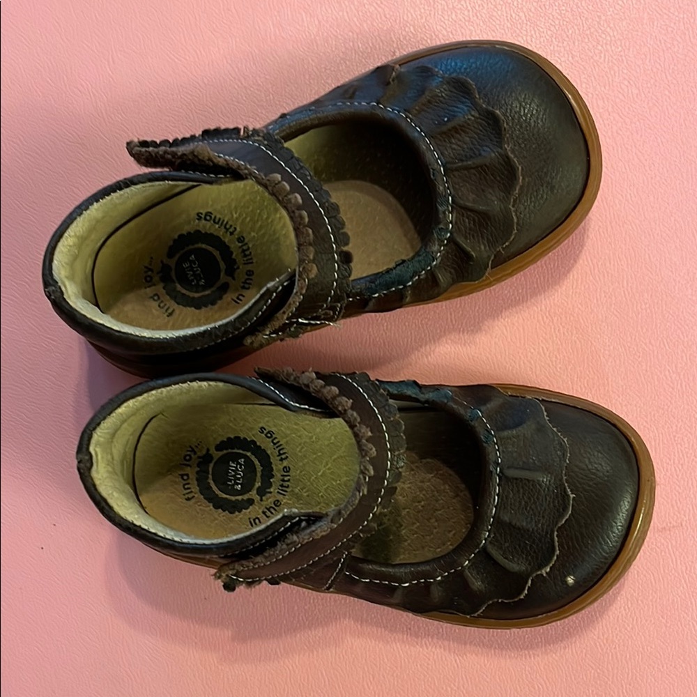 Livie & Luca Brown Dress Shoes with Strap and Perforations